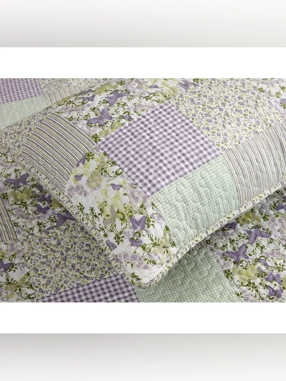 Floral Patchwork king 3 piece Quilt Set - Lavender & Sage
